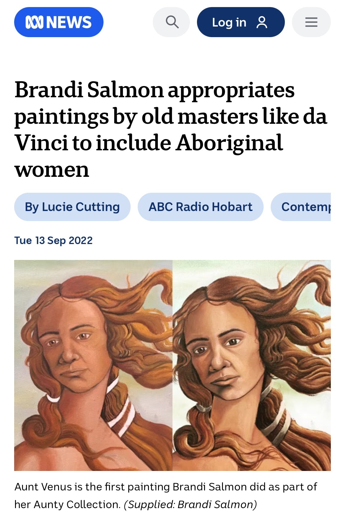 ABC - Brandi Salmon Reframes Famous Paintings with the Aunty Collection