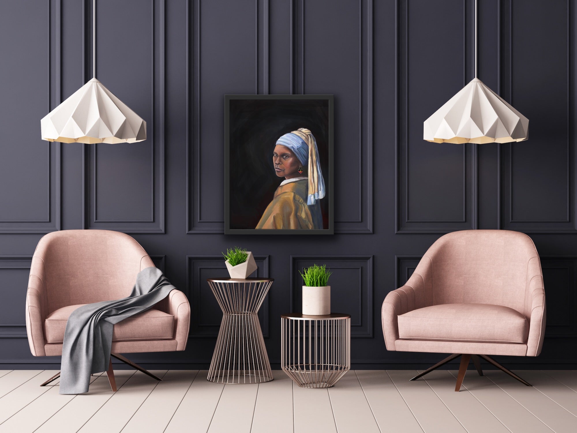 Aunty With a Blak Earring Print