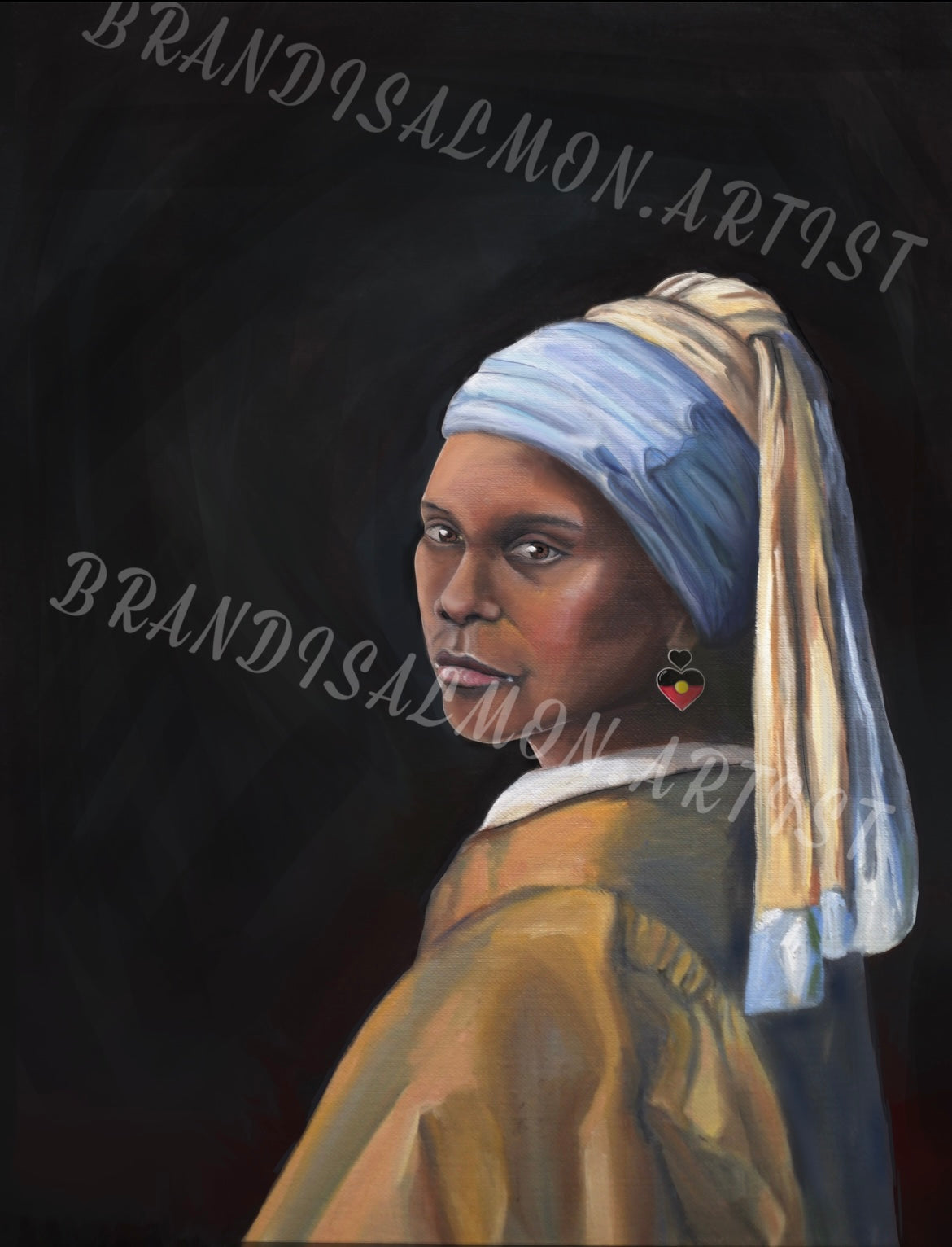 Aunty With a Blak Earring Print